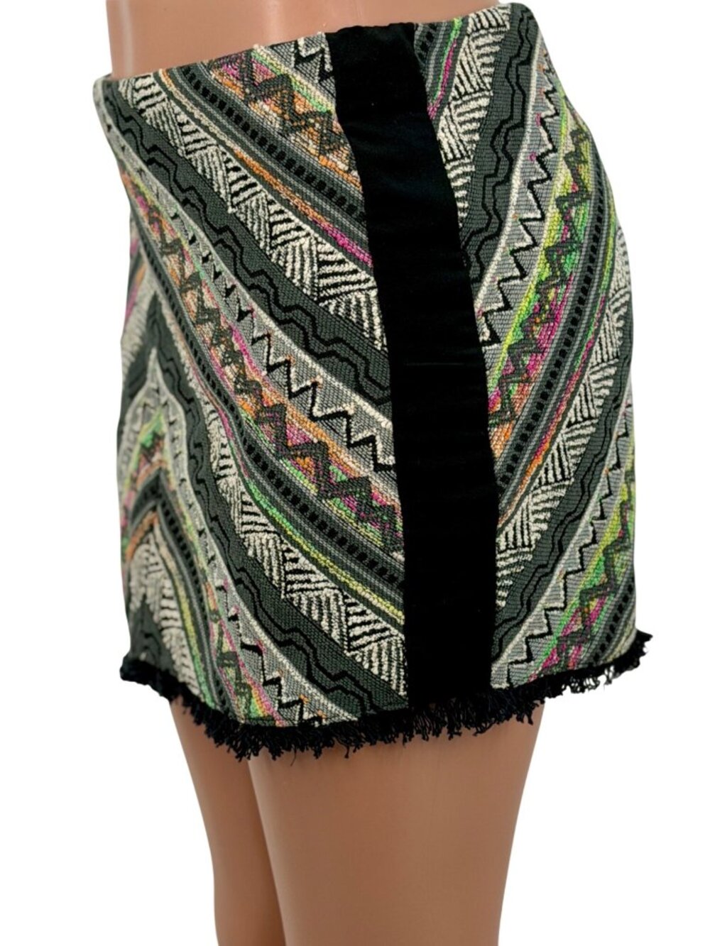 NWT Urban Outfitters Geometric Fringe Hem Mini Skirt L | Indie Sleaze Whimsigoth - Picture 7 of 16